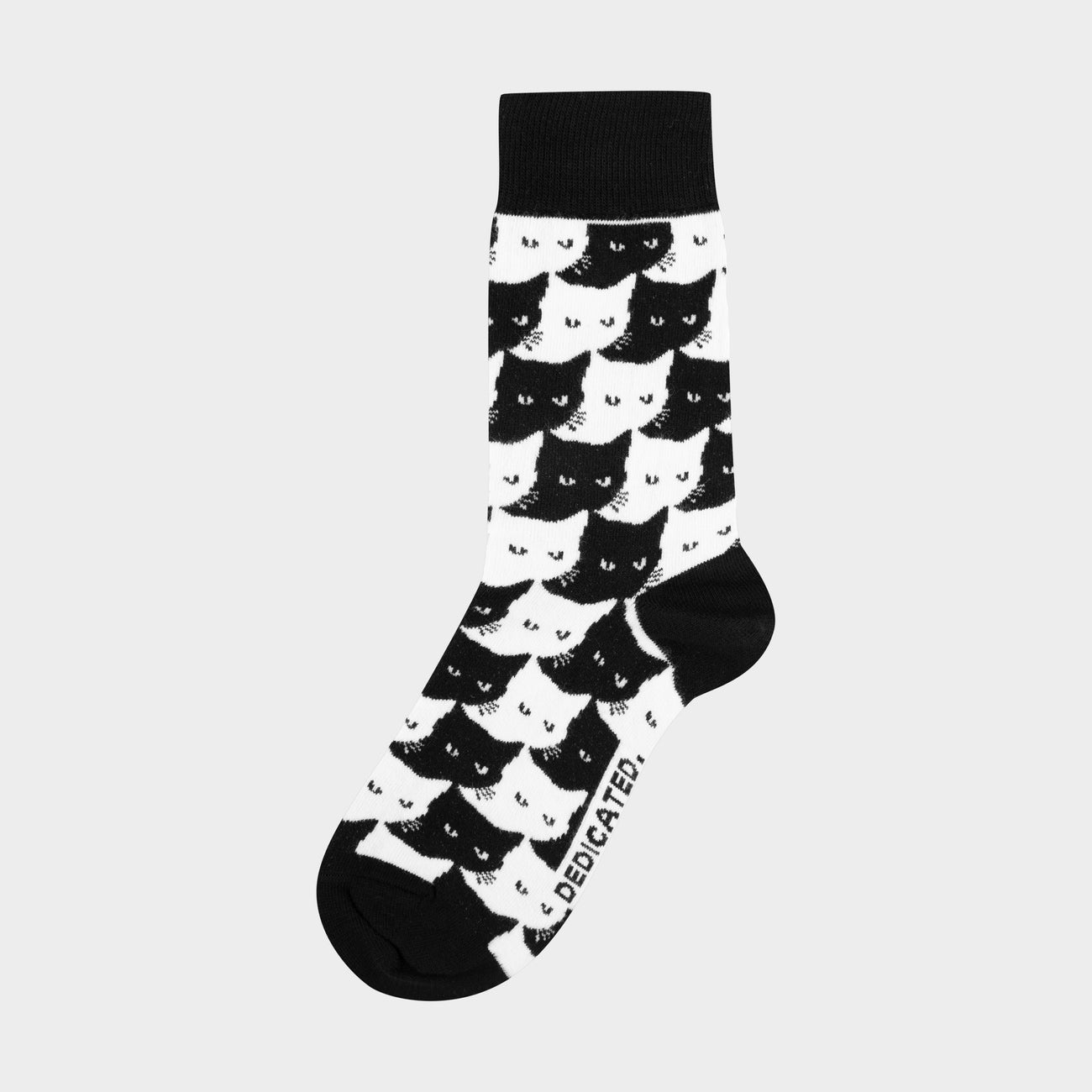 DEDICATED - Socks Sigtuna Pepita Cats Black - WERTE FREUNDE