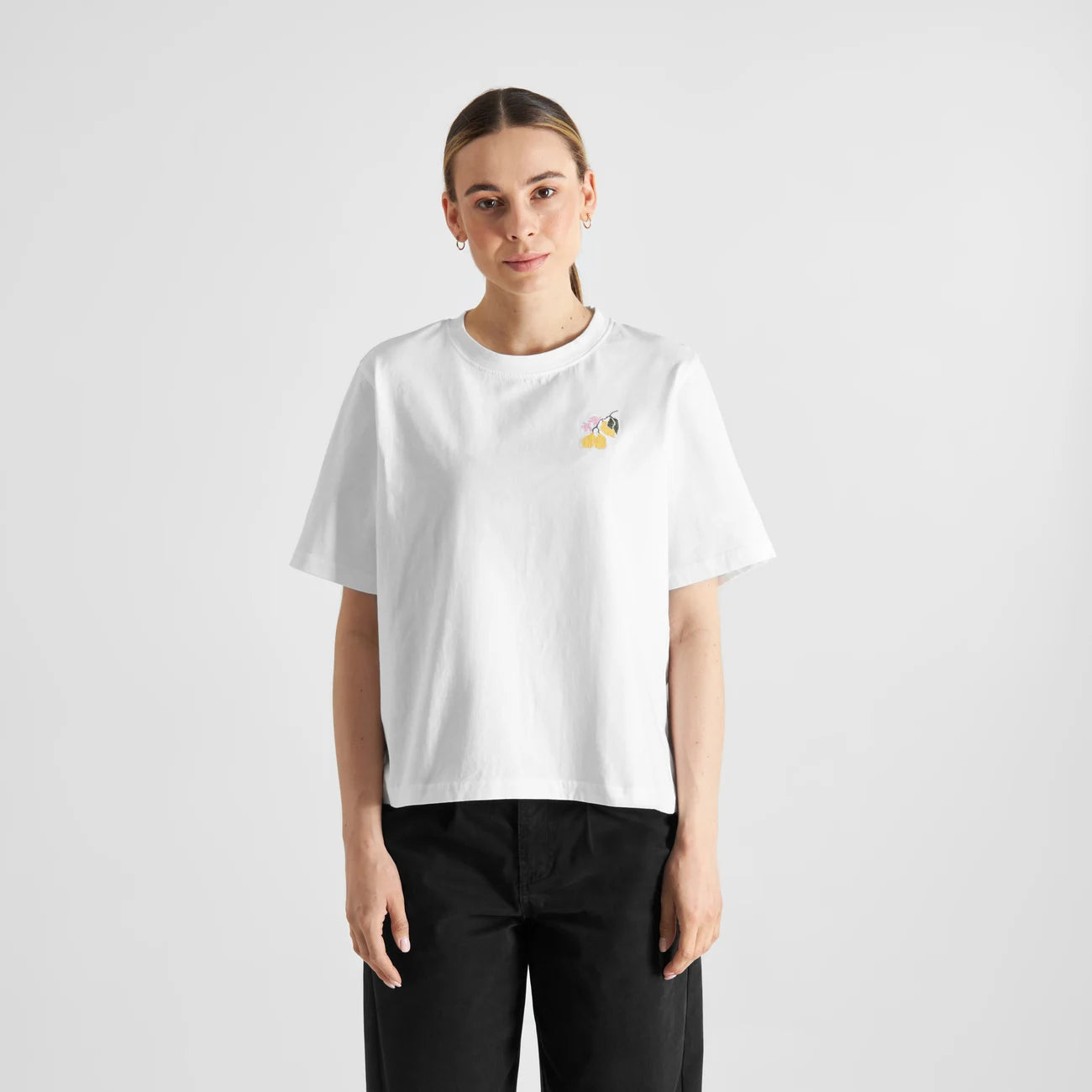 DEDICATED - T-shirt Vadstena Lemon Branch White - WERTE FREUNDE