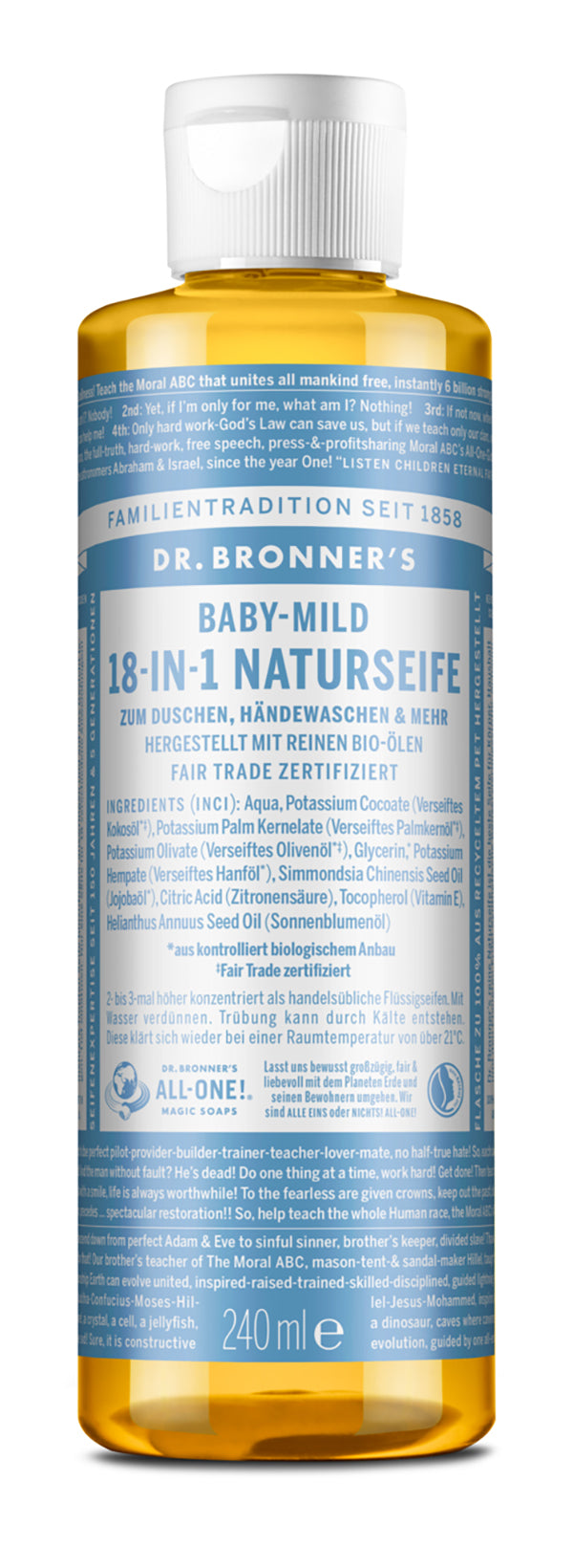 Dr. Bronner´s - 18-in-1 Naturseife Baby-Mild (ohne Duft) 240 ml - WERTE FREUNDE