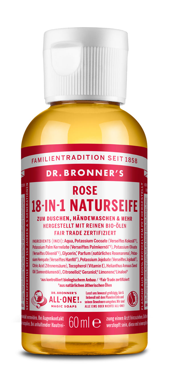 Dr. Bronner´s - 18-in-1 Naturseife Rose 60 ml - WERTE FREUNDE