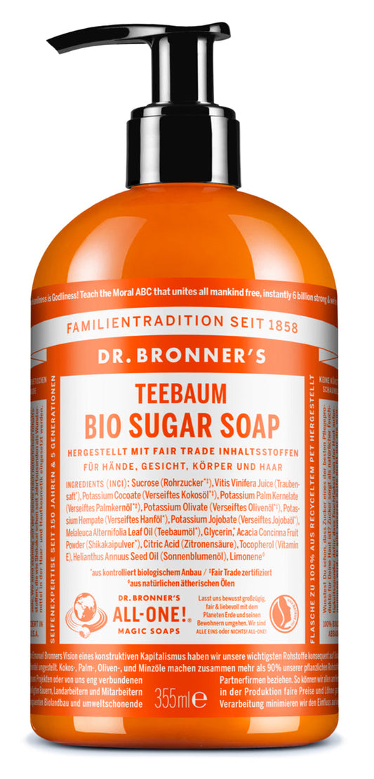 Dr. Bronner´s - Bio Sugar Soap Teebaum 355 ml - WERTE FREUNDE