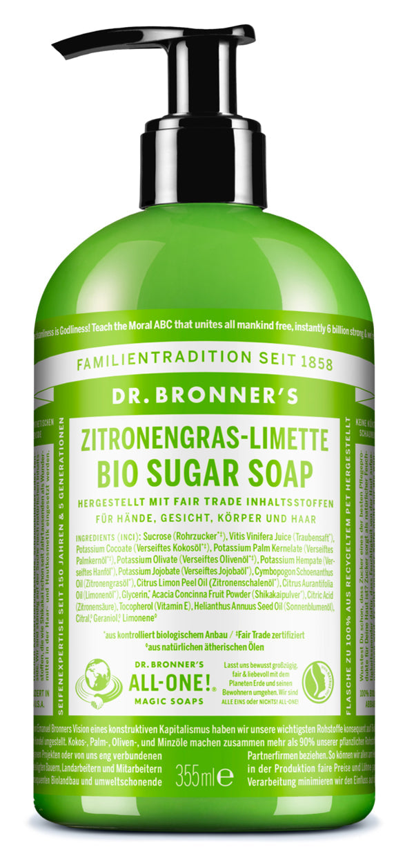 Dr. Bronner´s - Bio Sugar Soap Zitronengras-Limette 355 ml - WERTE FREUNDE