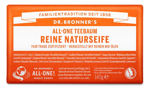 Dr. Bronner´s - Reine Naturseife Teebaum 140 g - WERTE FREUNDE