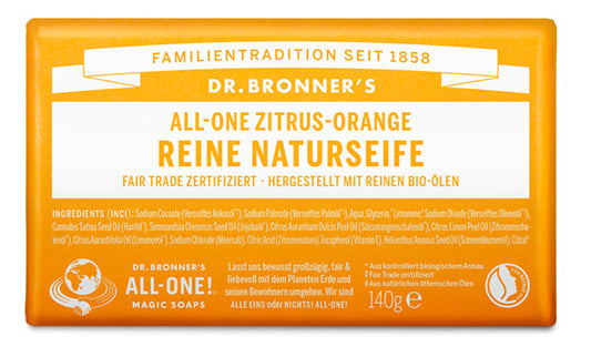 Dr. Bronner´s - Reine Naturseife Zitrus-Orange 140 g - WERTE FREUNDE
