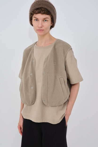 embassy - BELVA FLEECE VEST PALE OLIVE - WERTE FREUNDE