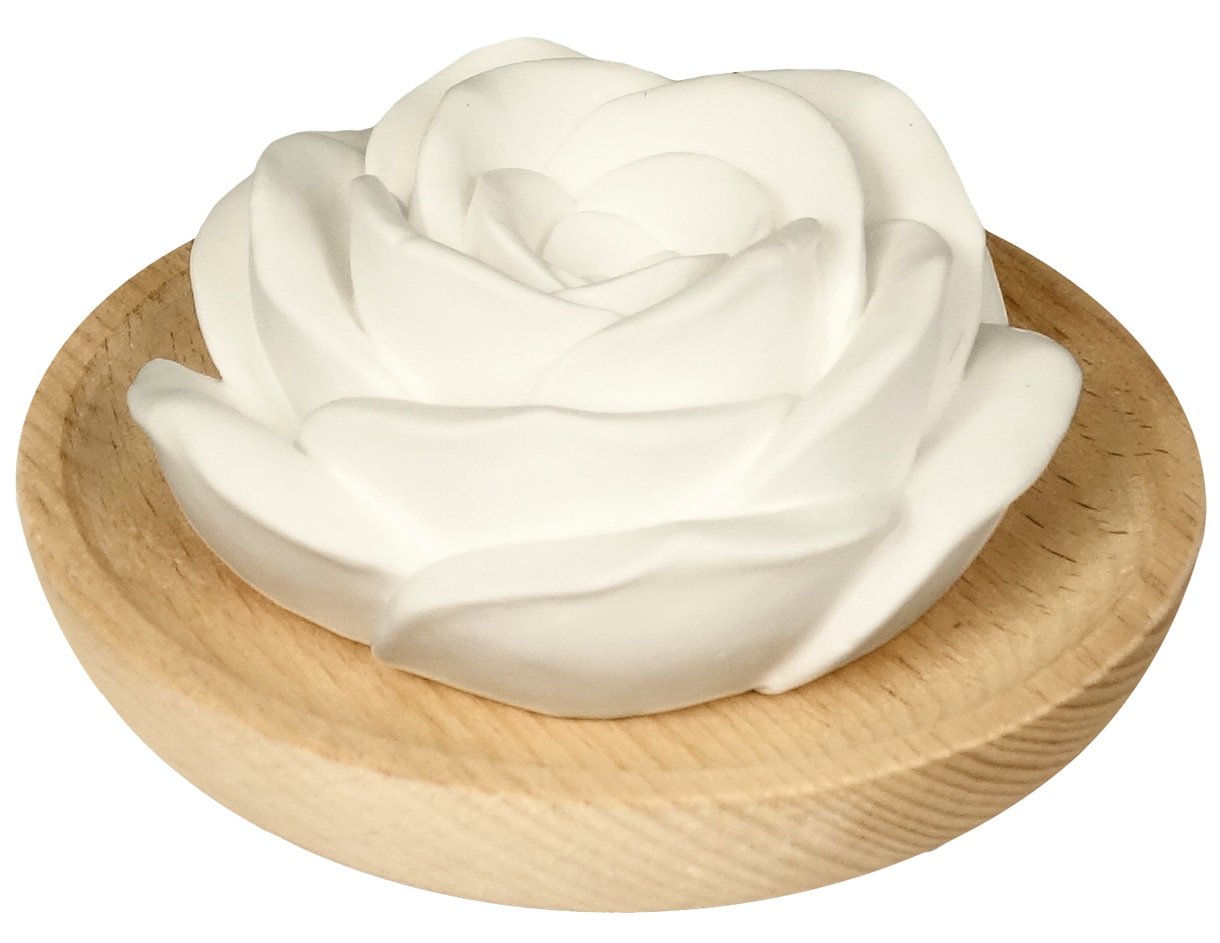 farfalla - Duftstein Rose mit Holzteller 1 Stk. - WERTE FREUNDE
