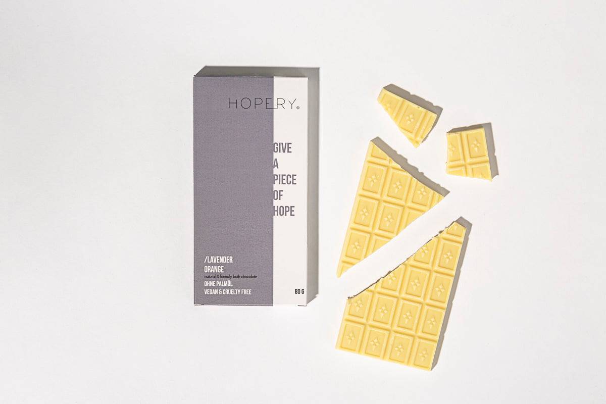 HOPERY - Natural & Friendly Bath Chocolate Lavender Orange 80 g - WERTE FREUNDE