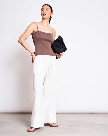 JAN N JUNE - CASTANEA Knit Spaghetti Top clay - WERTE FREUNDE