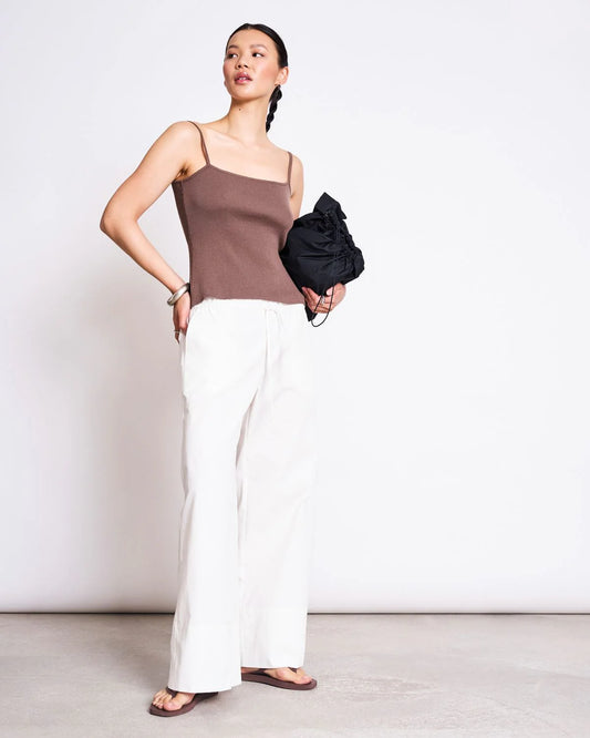 JAN N JUNE - CASTANEA Knit Spaghetti Top clay - WERTE FREUNDE