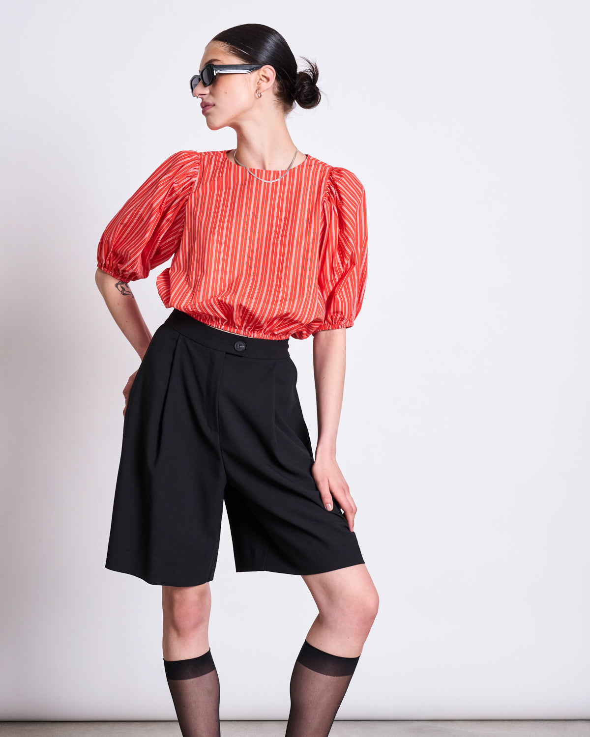 JAN N JUNE - LAIDE Blouse cherry red/white striped - WERTE FREUNDE