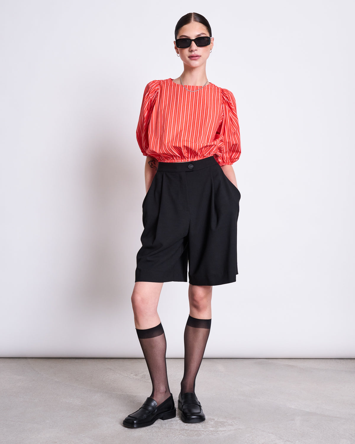 JAN N JUNE - LAIDE Blouse cherry red/white striped - WERTE FREUNDE
