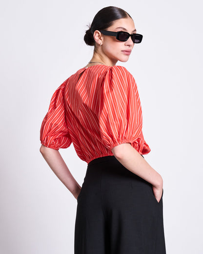 JAN N JUNE - LAIDE Blouse cherry red/white striped - WERTE FREUNDE