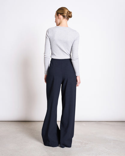 JAN N JUNE - NIVA Pleated Wide Pants nightfall - WERTE FREUNDE