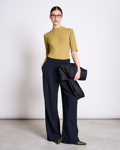 JAN N JUNE - NIVA Pleated Wide Pants nightfall - WERTE FREUNDE