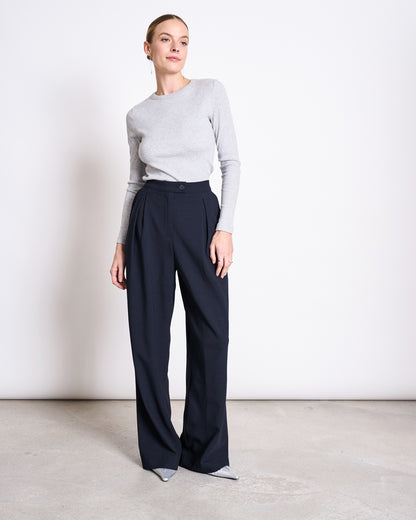 JAN N JUNE - NIVA Pleated Wide Pants nightfall - WERTE FREUNDE