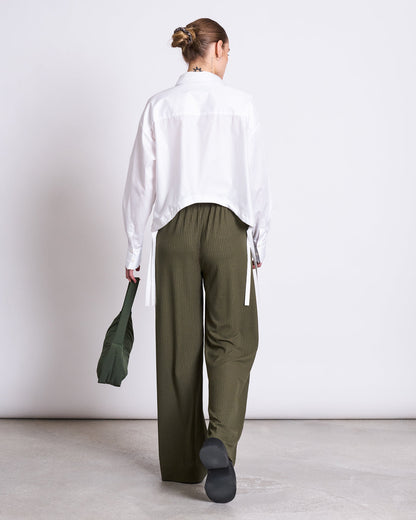 JAN N JUNE - SMILLA Lyocell Rib Pants dark olive - WERTE FREUNDE