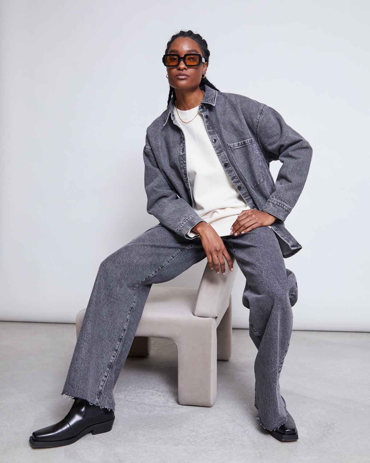 JAN N JUNE - SOLACE Denim Shirt light grey - WERTE FREUNDE