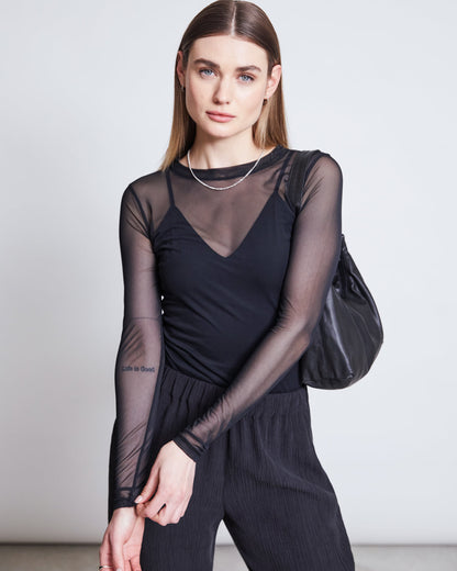 JAN N JUNE - DORA Mesh Longsleeve black - WERTE FREUNDE