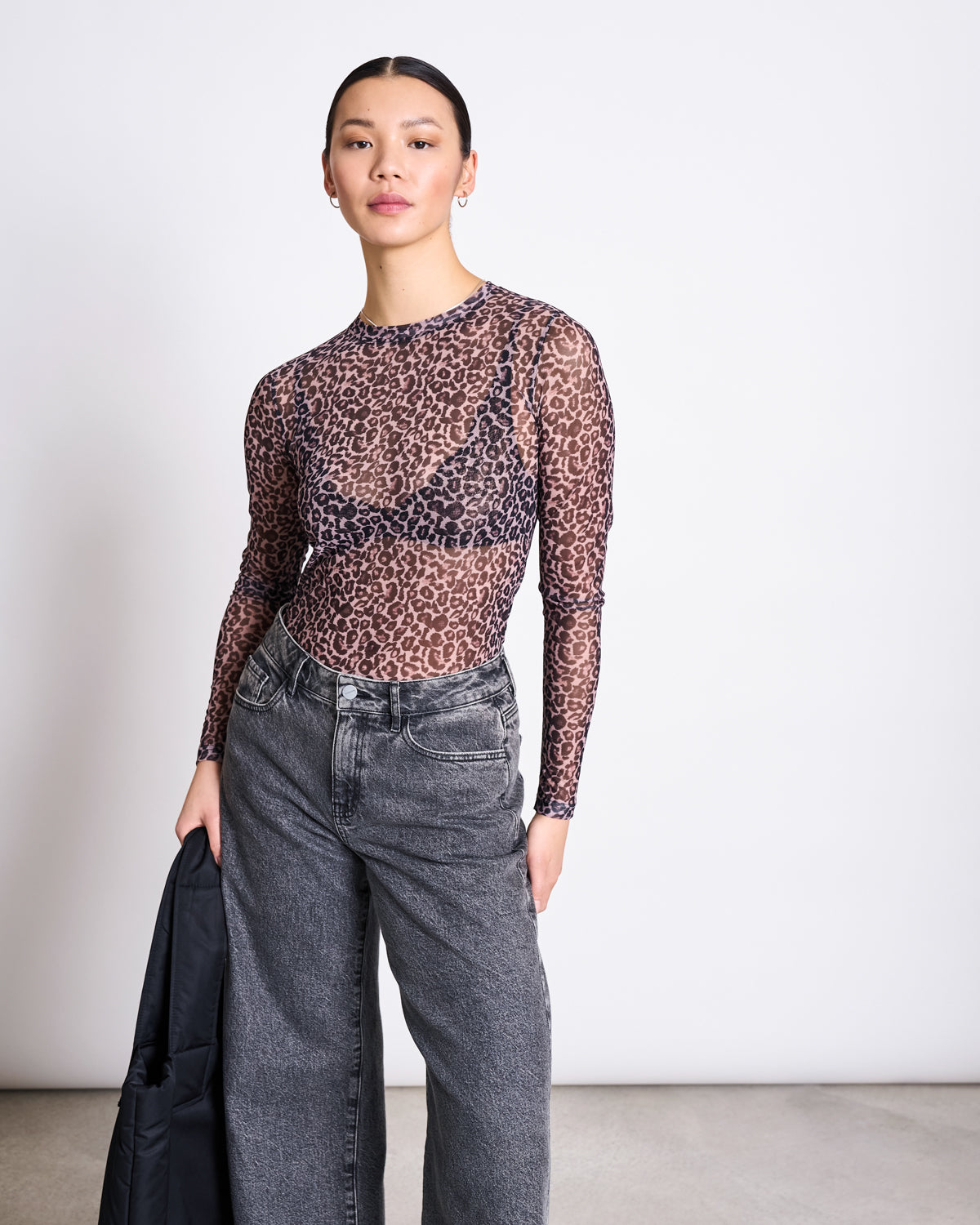 JAN N JUNE - DORA Mesh Longsleeve leo print - WERTE FREUNDE