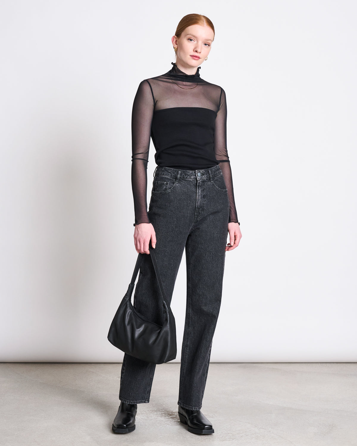 JAN N JUNE - PLUIE Mesh Turtleneck black - WERTE FREUNDE