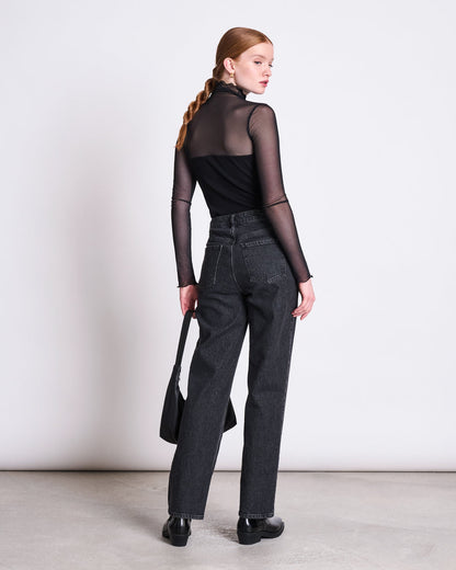 JAN N JUNE - PLUIE Mesh Turtleneck black - WERTE FREUNDE