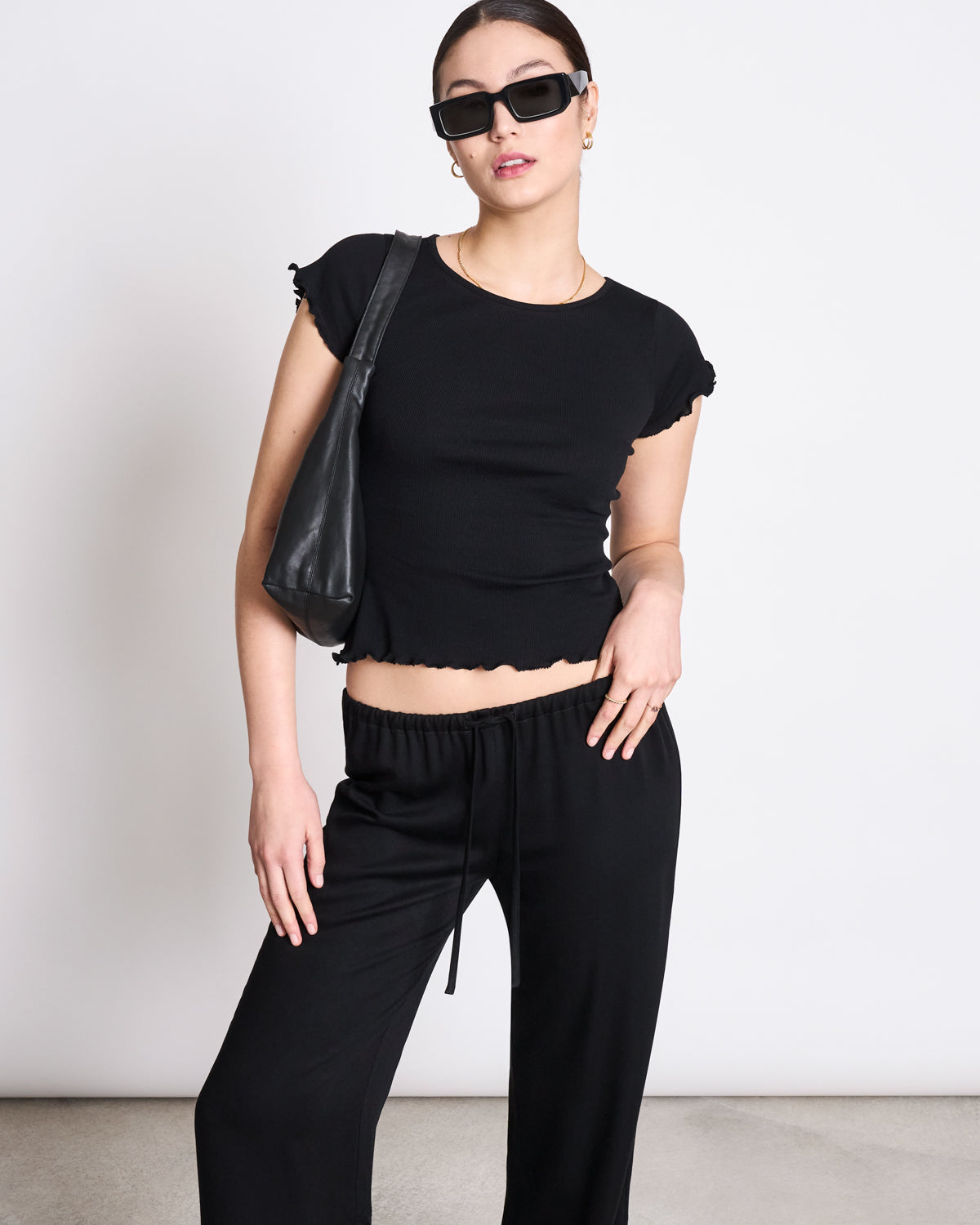 JAN N JUNE - REN Minirib T-Shirt black - WERTE FREUNDE