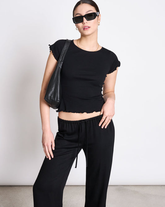 JAN N JUNE - REN Minirib T-Shirt black - WERTE FREUNDE