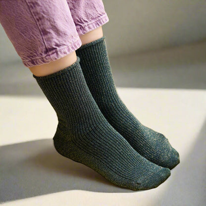 KLUE - Glitter Lurex Socken Grün - WERTE FREUNDE