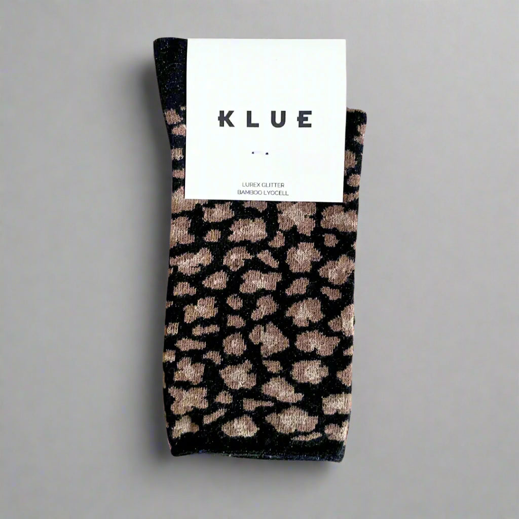 KLUE - Glitter Lurex Socken Leopard Schwarz - WERTE FREUNDE