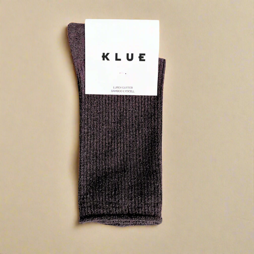 KLUE - Glitter Lurex Socken Schokoladen Dunkelbraun - WERTE FREUNDE