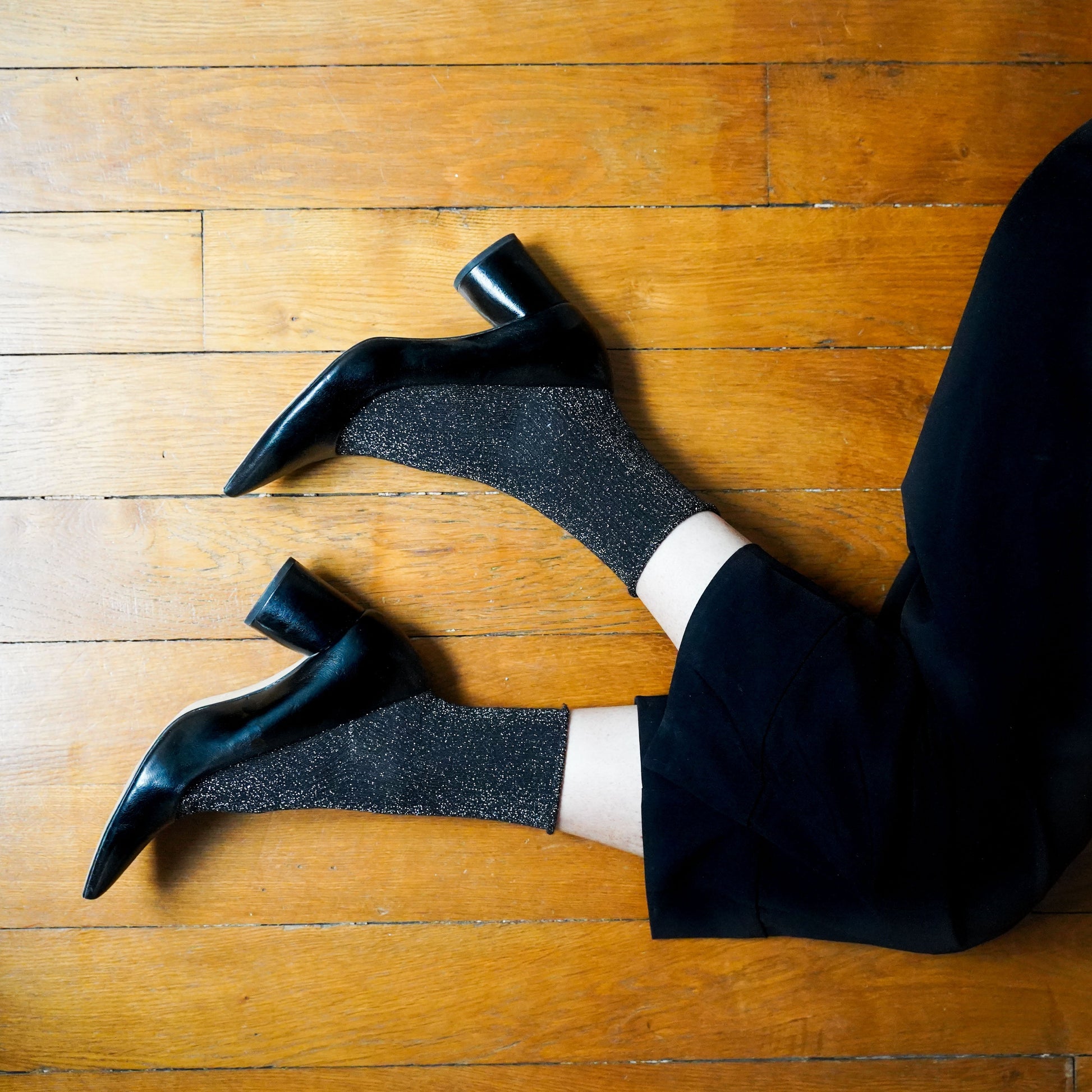 KLUE - Glitter Lurex Socken Schwarz - WERTE FREUNDE