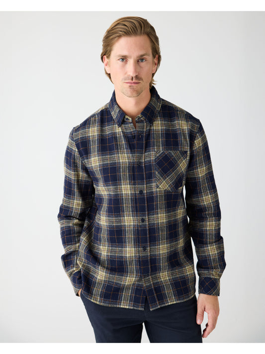 KCA - Organic Cotton Checked Flannel Shirt blue check - WERTE FREUNDE