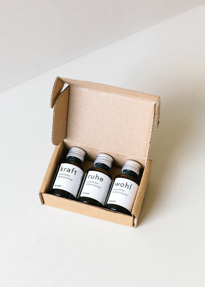 kruut - Wildkräuterauszug Die Kleinen (je 1x15ml Kraft, Ruhe, Wohl) 45 ml - WERTE FREUNDE