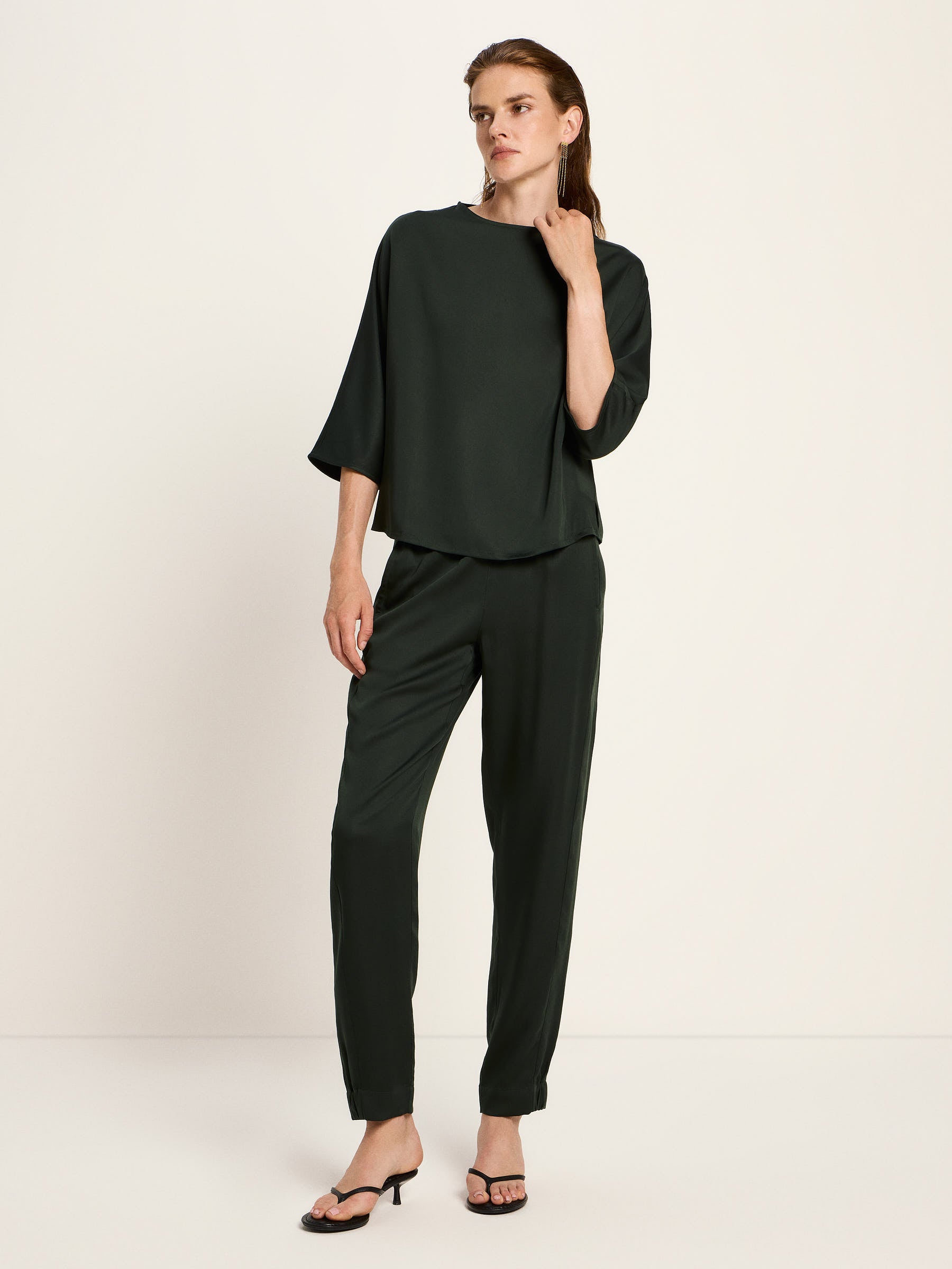 LANIUS - 3/4 Arm Bluse aus TENCEL™ forest - WERTE FREUNDE