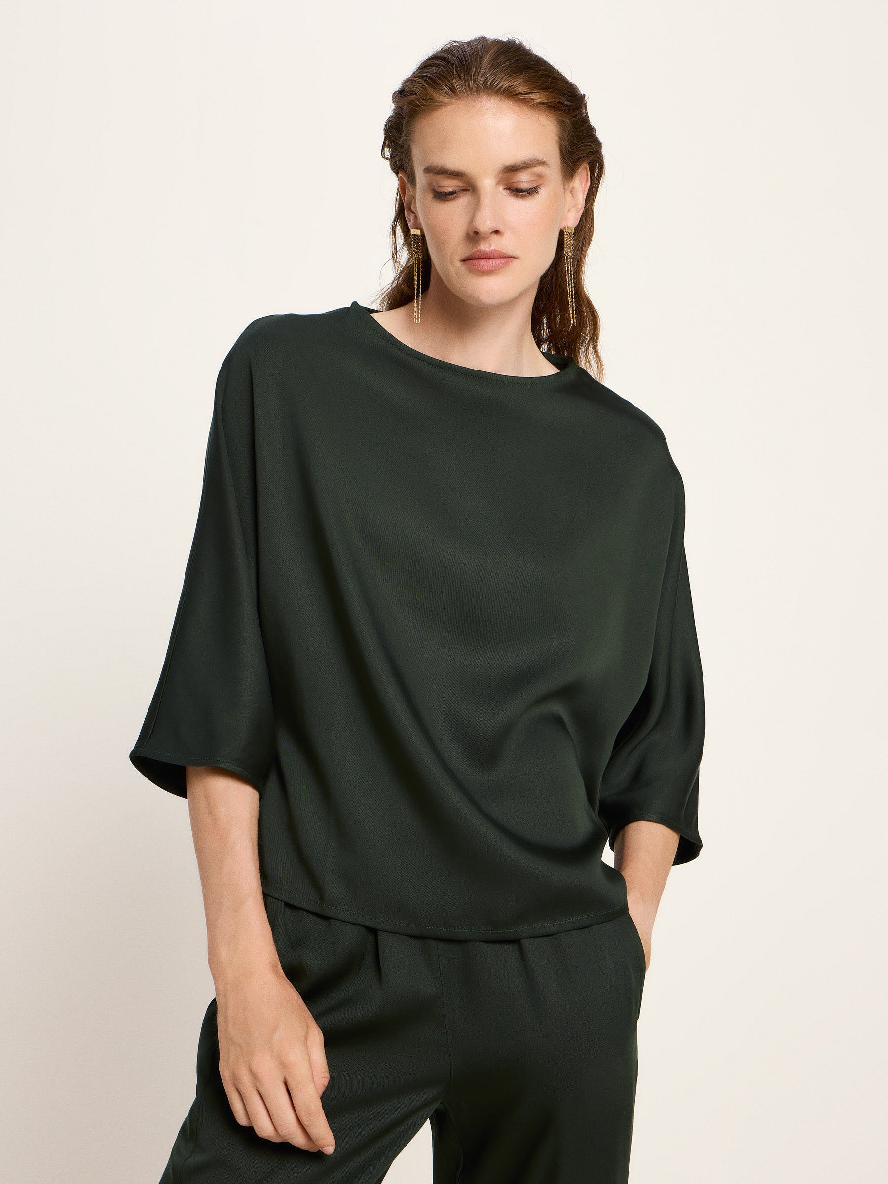 LANIUS - 3/4 Arm Bluse aus TENCEL™ forest - WERTE FREUNDE