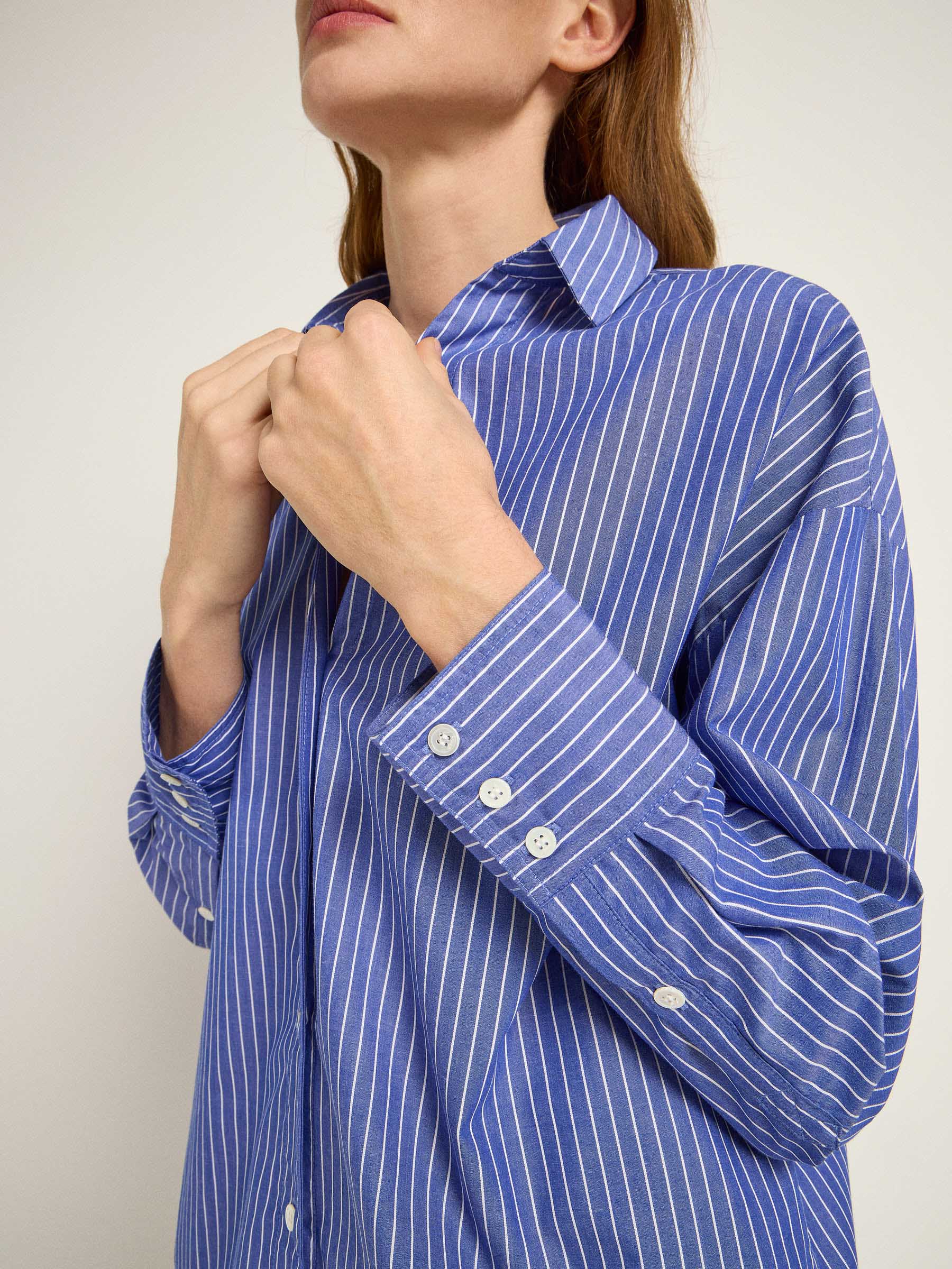 LANIUS - Streifenhemd blue/ off white - WERTE FREUNDE