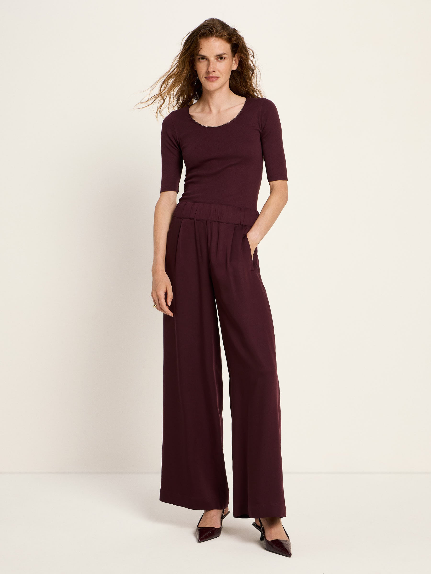 LANIUS - Hose mit weitem Bein bordeaux - WERTE FREUNDE