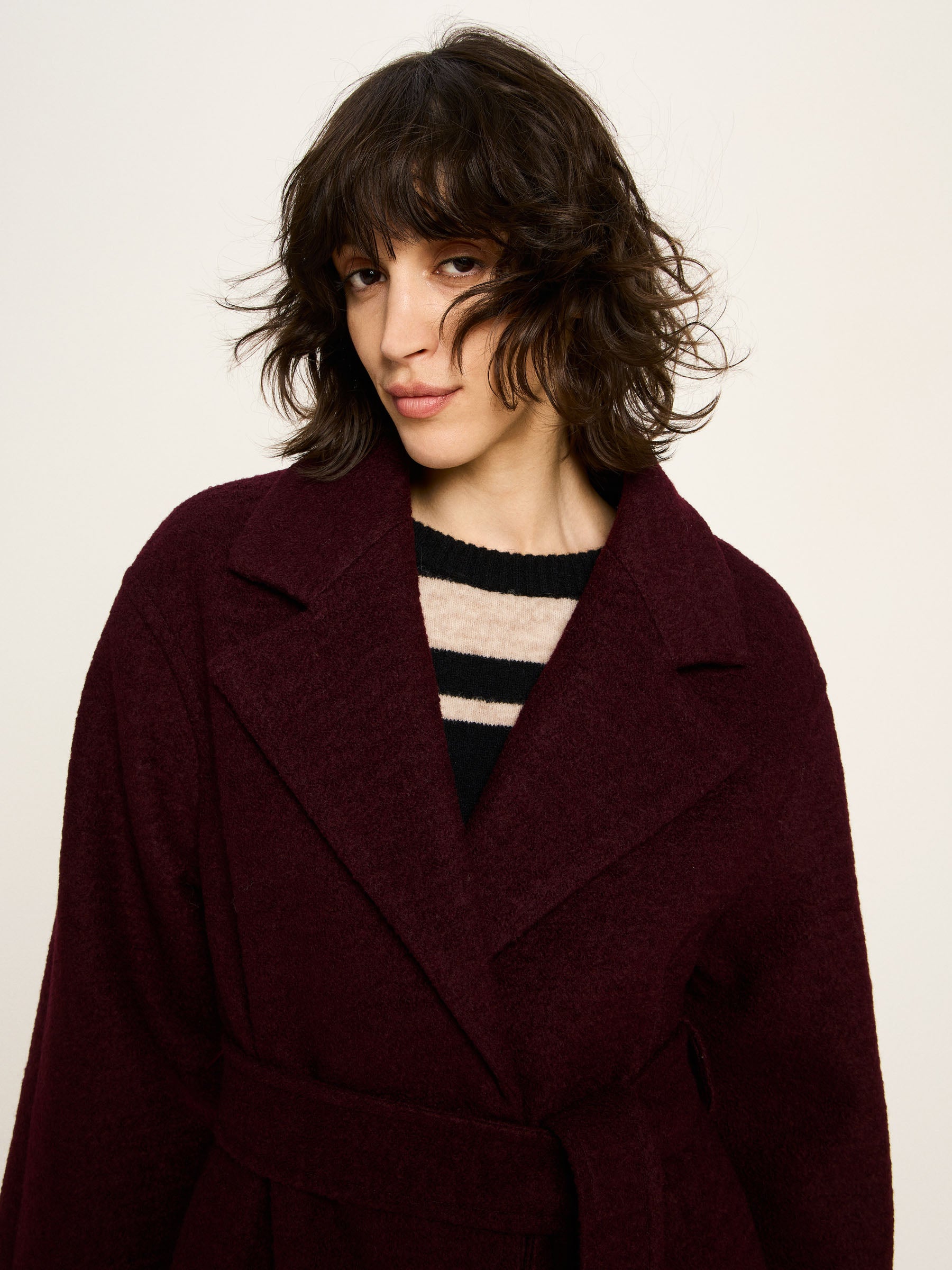 LANIUS - Walkmantel mit Revers bordeaux - WERTE FREUNDE