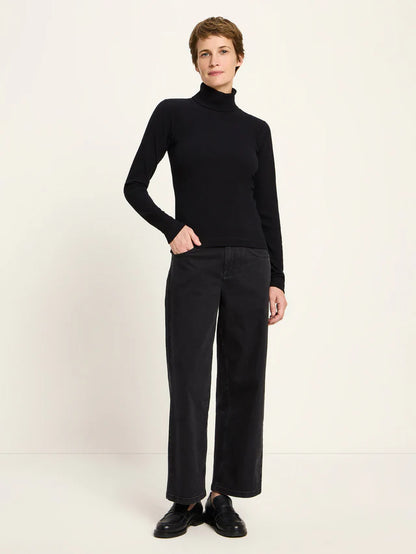 LANIUS - Rollkragenshirt Rippoptik black - WERTE FREUNDE