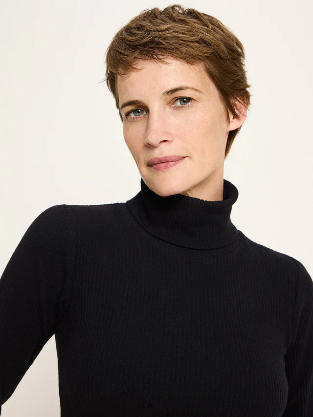 LANIUS - Rollkragenshirt Rippoptik black - WERTE FREUNDE