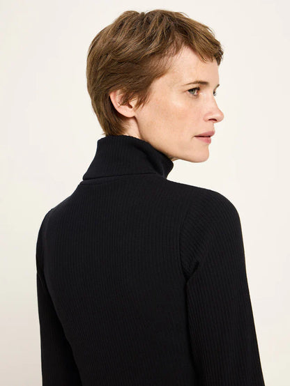 LANIUS - Rollkragenshirt Rippoptik black - WERTE FREUNDE