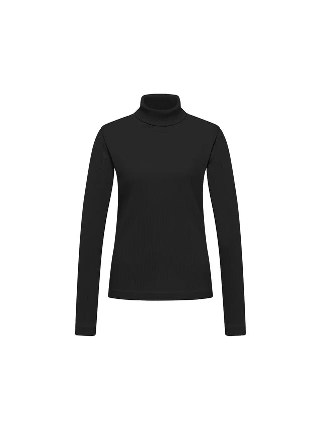 LANIUS - Rollkragenshirt Rippoptik black - WERTE FREUNDE