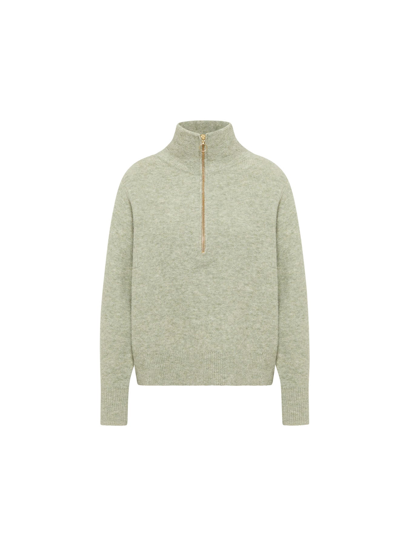 LANIUS - Half-Zip Pullover ice green melange - WERTE FREUNDE
