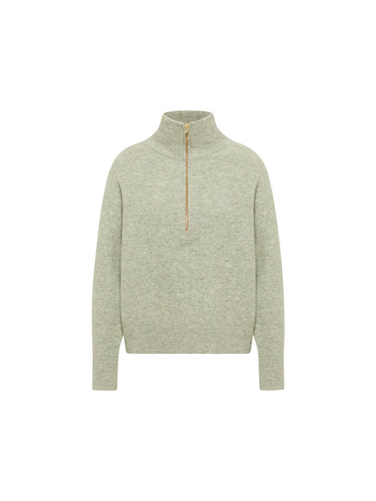 LANIUS - Half-Zip Pullover ice green melange - WERTE FREUNDE