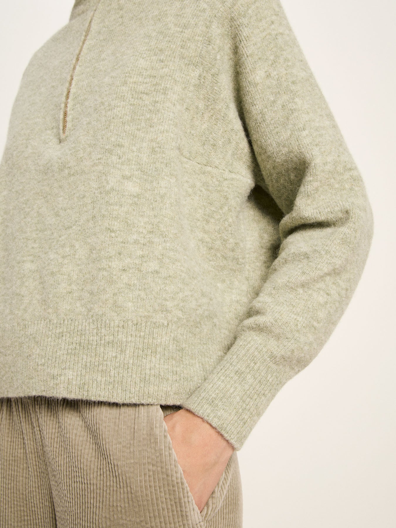 LANIUS - Half-Zip Pullover ice green melange - WERTE FREUNDE