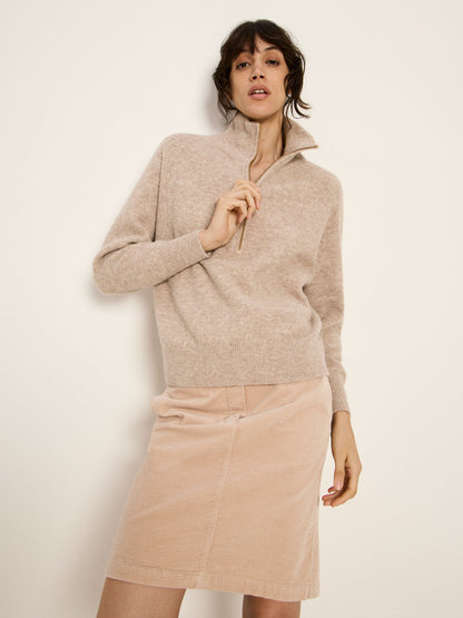 LANIUS - Half-Zip Pullover nude melange - WERTE FREUNDE