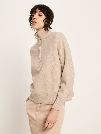 LANIUS - Half-Zip Pullover nude melange - WERTE FREUNDE