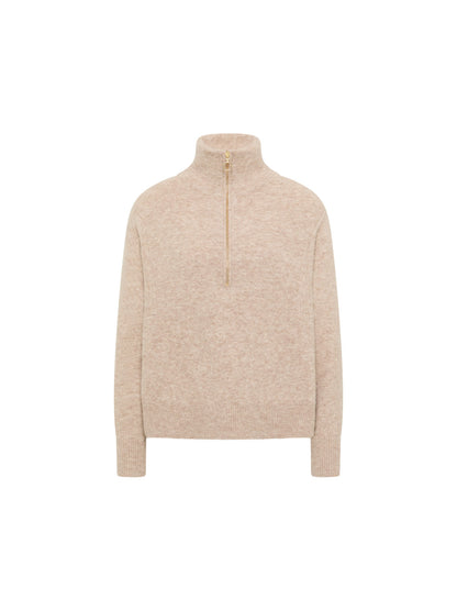 LANIUS - Half-Zip Pullover nude melange - WERTE FREUNDE