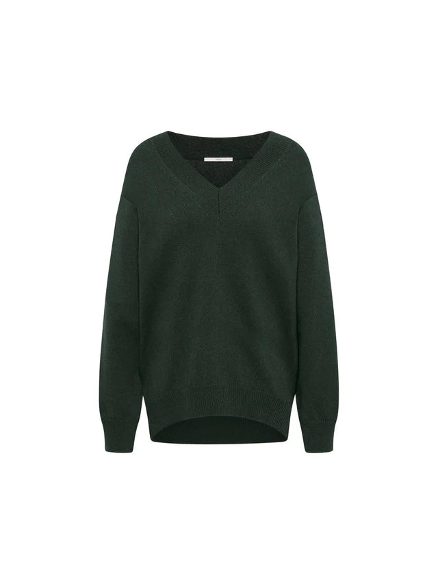 LANIUS - Pullover mit V-Ausschnitt forrest melange - WERTE FREUNDE