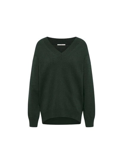 LANIUS - Pullover mit V-Ausschnitt forrest melange - WERTE FREUNDE